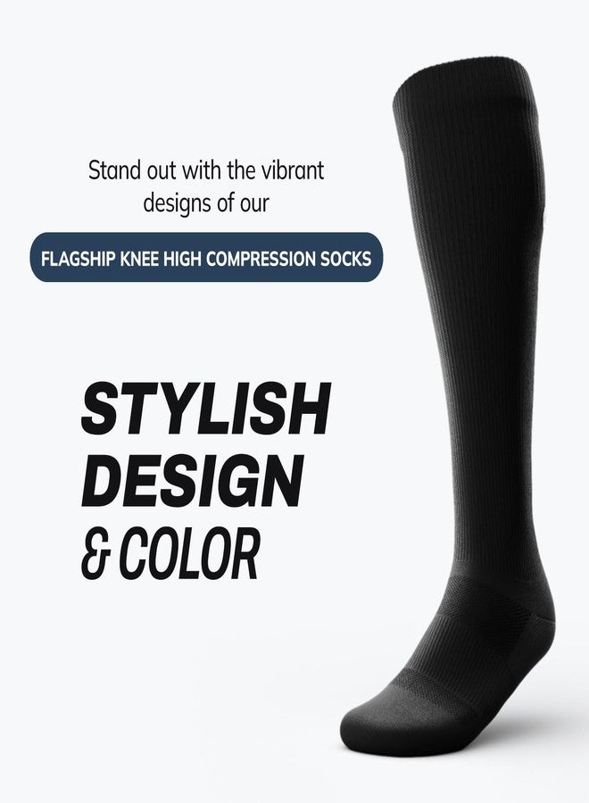 Outway Flagship Black Knee High Compression Socks for Women and Men, Moisture-Wicking Athletic Tall Knee High Socks for Women and Men with Arch Support, Size S/M - Image 2